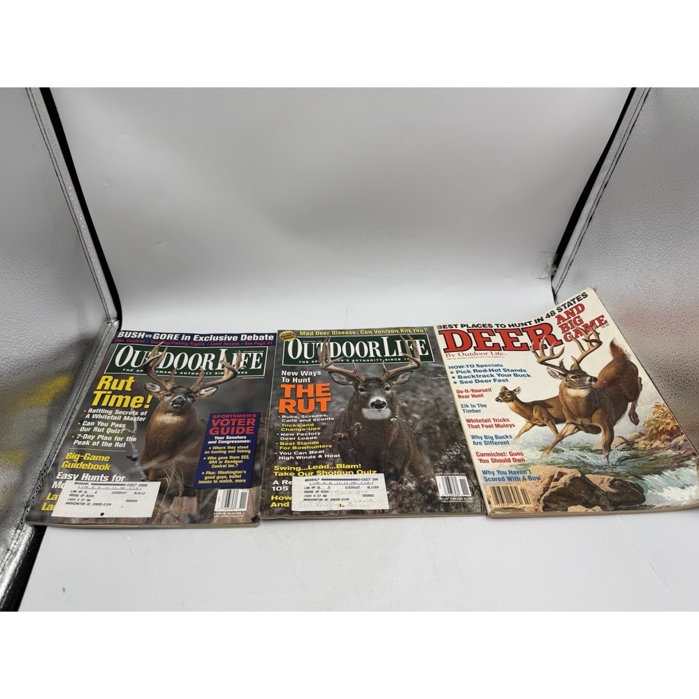 (3) Outdoor Life Vintage Magazine 1984, 1999, 2000, Hunting Fishing Camping Ads